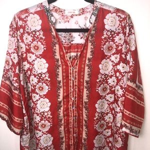 Johnnywas silk printed mid length sleeve blouse